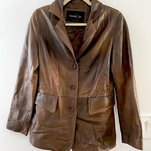 Brown genuine leather blazer